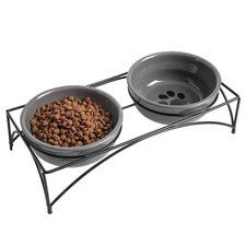 Dog & Cat Food Bowls 12 OZ(1.5 Cup) Ceramic Raised Pet for and Water Two