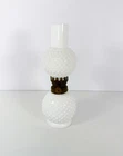 Vintage White Hobnail Milk Glass Oil Lamp with Brass Burner 1950's Works