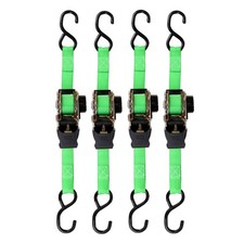 Retractable Ratchet Tie Down Straps (4 PK) 1,500lb Break Strength, 500lb Safe...