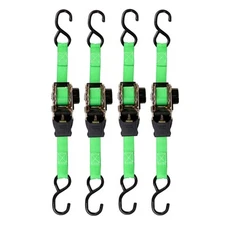 Retractable Ratchet Tie Down Straps (4 PK) 1,500lb Break Strength, 500lb Safe...