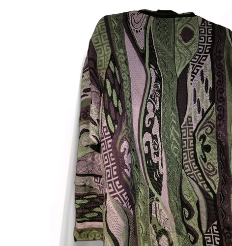 Bergatti XL Coogi Style Sweatshirt Purple Vintage Heavy Knit Hip Hop Style Y2k - Picture 19 of 24