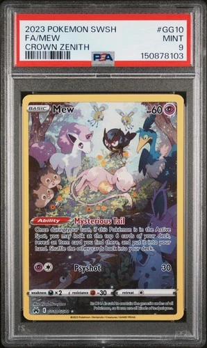 2023 POKEMON SWORD & SHIELD CROWN ZENITH #GG10 FULL ART/MEW PSA 9