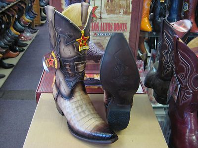 LOS ALTOS BEIGE GENUINE SNIP TOE CROCODILE WESTERN COWBOY BOOT D WIDTH