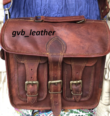 Vintage Sustainable Leather Messenger Satchel Leather Men's Briefcase Laptop Bag