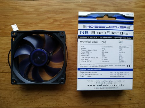 Lüfter 92mm Noiseblocker BlackSilentFan XE1 ultra leise 17dB/A Low Speed 1400 - Bild 2 von 2