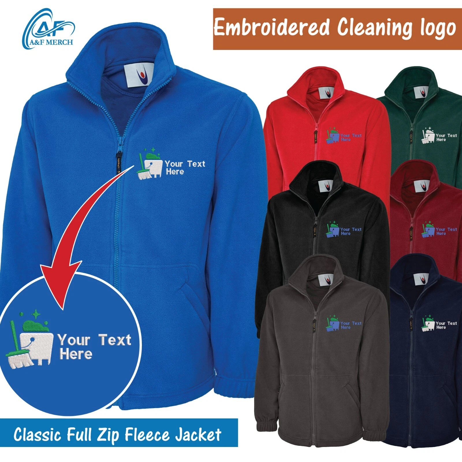 Personalised Embroidered Cleaning Crew Fleece Jacket Housekeeping Clean Workwear