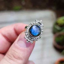 Natural Labradorite Gemstone Ring,925Sterling Silver,Statement Ring,Gift For Her