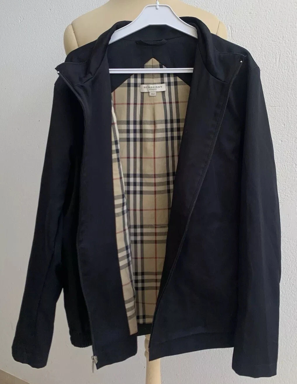 BURBERRY LONDON nero taglia L check nova fodera beige made in Tunisia #Z28