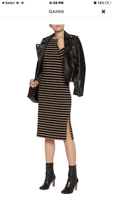 Ganni Striped Long Sleeve Midi Dress Brown Black Size XL | eBay Ganni Striped Long Sleeve Midi Dress Brown Black Size XL | eBay