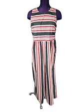 NWT Maeve Anthropologie Striped Wide Leg Sleeves Jumpsuit Size Medium Women i15