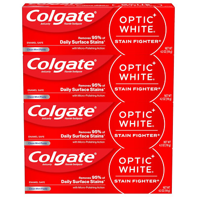 Optic White Stain Fighter Teeth Whitening Toothpaste, Anticavity Fluoride Toothp