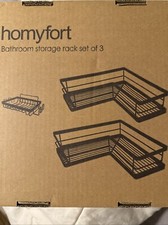 Bathroom Hanging Corner Storage Rack Set of 3. Black Metal. New.