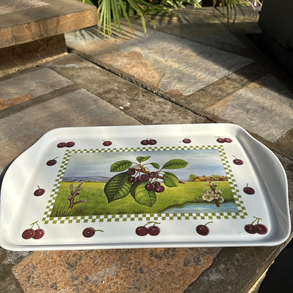Vintage Home Essentials & Beyond Melamine Plastic Serving Tray with Cherries - Image 2 of 4