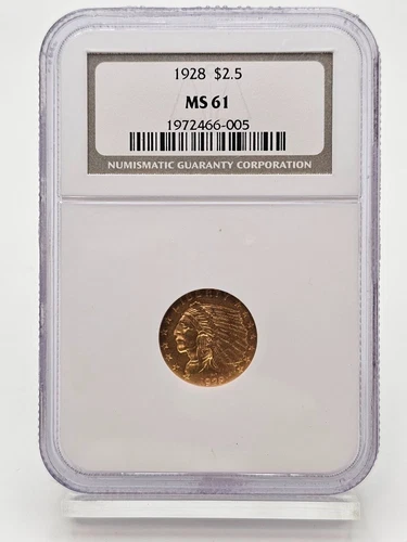 1928 $2.50 Indian Head Gold Quarter Eagle NGC MS 62 Cert. 1972466-005