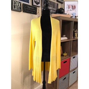 yellow open front sweater