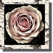 Vintage Rose Flower Picture Made on Stretched Canvas, Wall Art Decor Ready to Ha