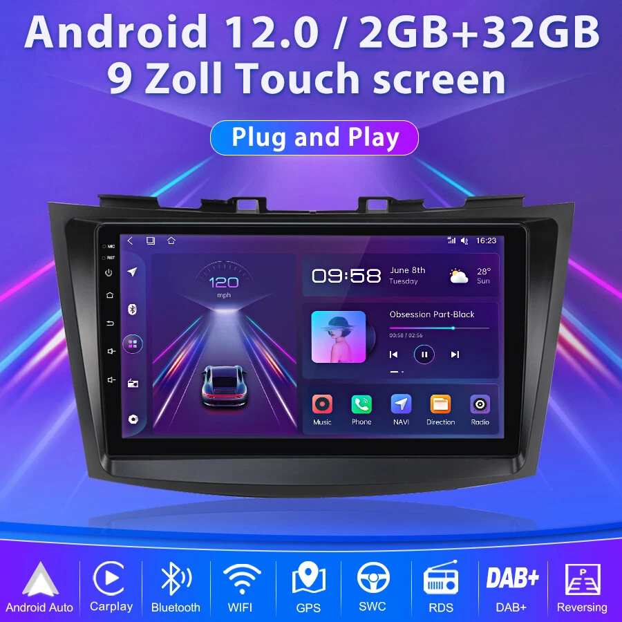 Android 13 2Din Autoradio Bluetooth GPS WiFi DAB für Suzuki Swift 4 2011-2017 - Bild 3 von 4