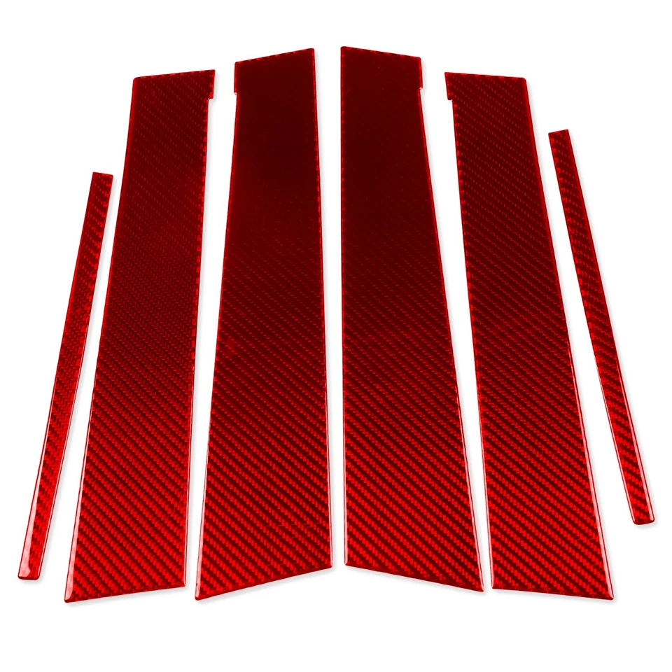 Cubierta de panel exterior de pilar B de fibra de carbono roja 6 piezas para Kia Sportage R GL 11-16 Foto 2 de 4