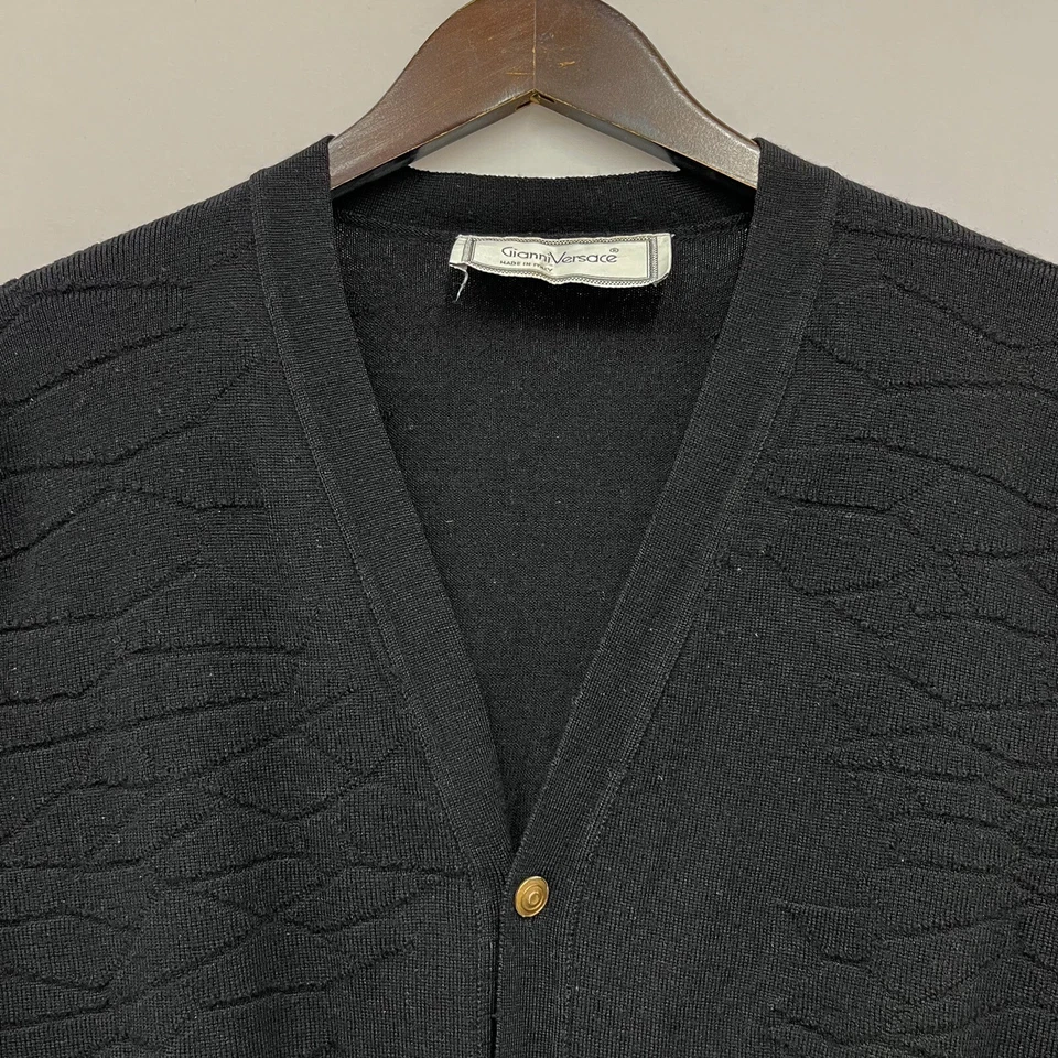 Vintage Gianni Versace Men's Sweater Vest Black 100% Wool Italy Size 50 IV guc - Image 3 of 4
