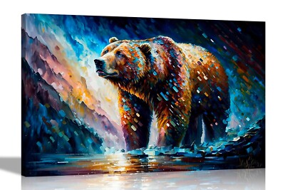 Hübscher Bär Leinwand Wandbild Abstrakte Drucke Wohnzimmer Bunte Bilder