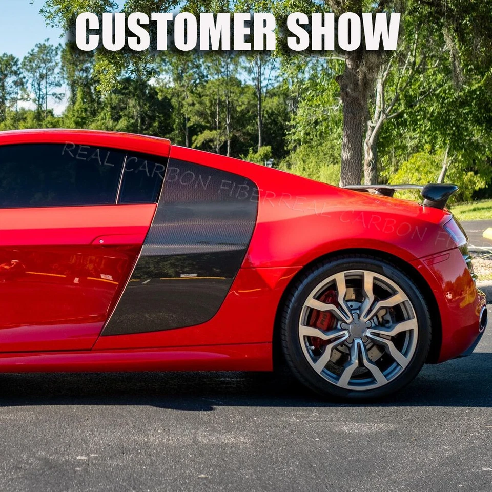 Guardabarros de puerta lateral de carbono real para Audi R8 V8 V10 cupé 2008-15 paneles embellecedor de hoja Foto 4 de 4