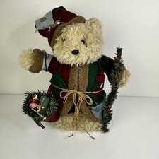 Santa Claus Teddy Bear Plush Figure Woodland Pattern 15in Tall