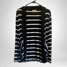 VINTAGE STRIPED OPEN FRONT CARDIGAN WITH SIDE POCKETS