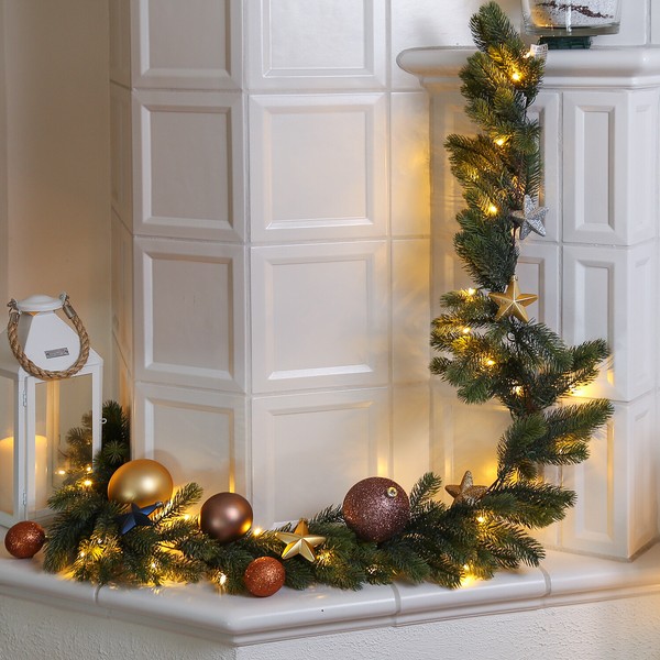 Led Tannengirlande Weihnachtsgirlande Beleuchtet 1,8M Timer Batterie FüR AußEn-image