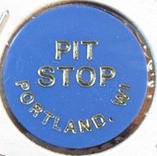 Vintage Pit Stop Portland, WI Blue Plastic Trade Token - Wisconsin