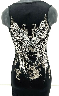 PLATINUM PLUSH ANGEL WINGS GRAPHIC RHINESTONE TANK TOP SHIRT