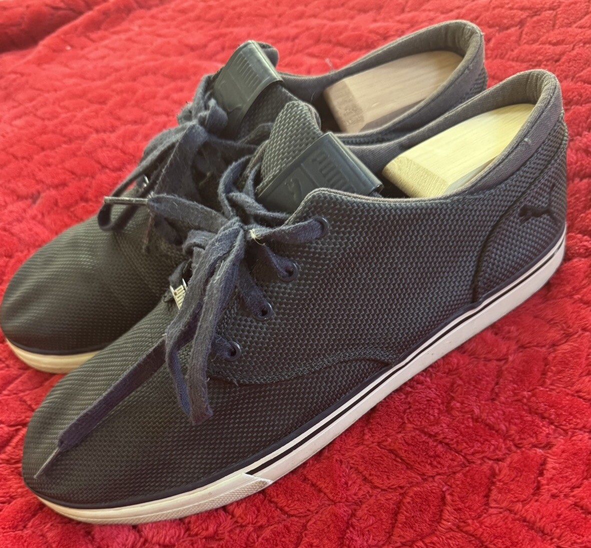 Puma Canvas Casual Sport Boat Shoes Navy Blue Size 12 Great Shape!