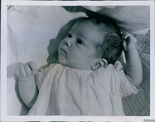 1939 Photo Darling Baby Seems To Be Thinking Hard About Something Infants 7X9