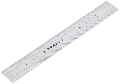 Mitutoyo 182-105, Steel Rule, 6" X 150Mm, (1/32, 1/64", 1Mm, 1/2Mm), 3/64" Thick