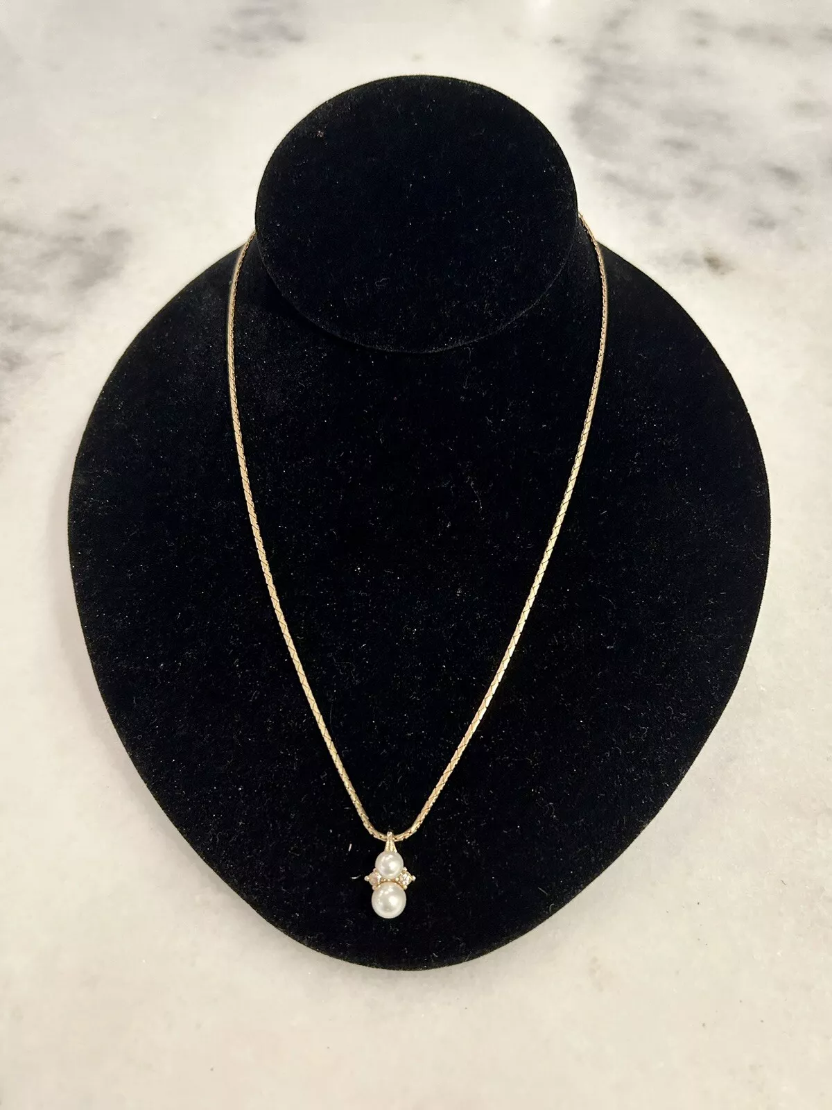 Collier strass fausses perles ton or Christian Dior 15