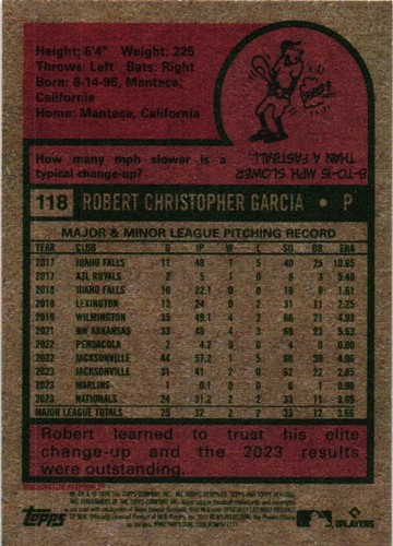 2024 Topps Heritage #118 Robert Garcia - Picture 2 of 2