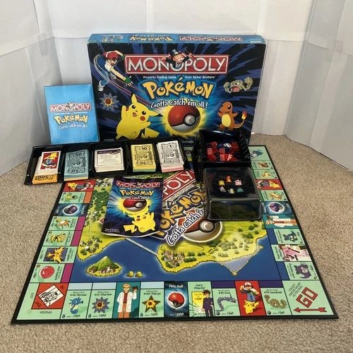 Vintage 1999 Hasbro Collectors Edition Monopoly Pokemon Board Game 100% Complete