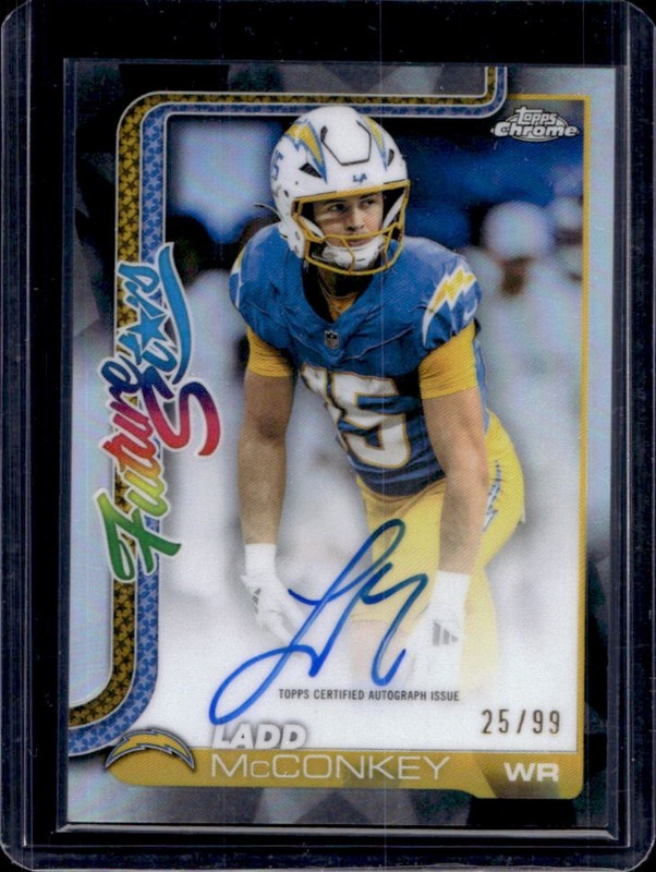 2025 Topps Chrome Ladd McConkey Future Stars Auto Autograph #/99 Chargers