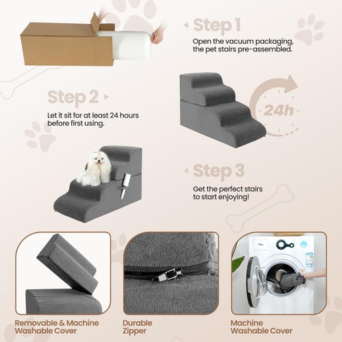 Hundetreppe, 4-stufige Stufenrampe Hochbett und Couch, Hunderampe mit stabilem Nicht-S... - Bild 4 von 6