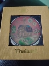 Vintage Thailand Pocket Double Button Mirror Elephant Front Original Packaging