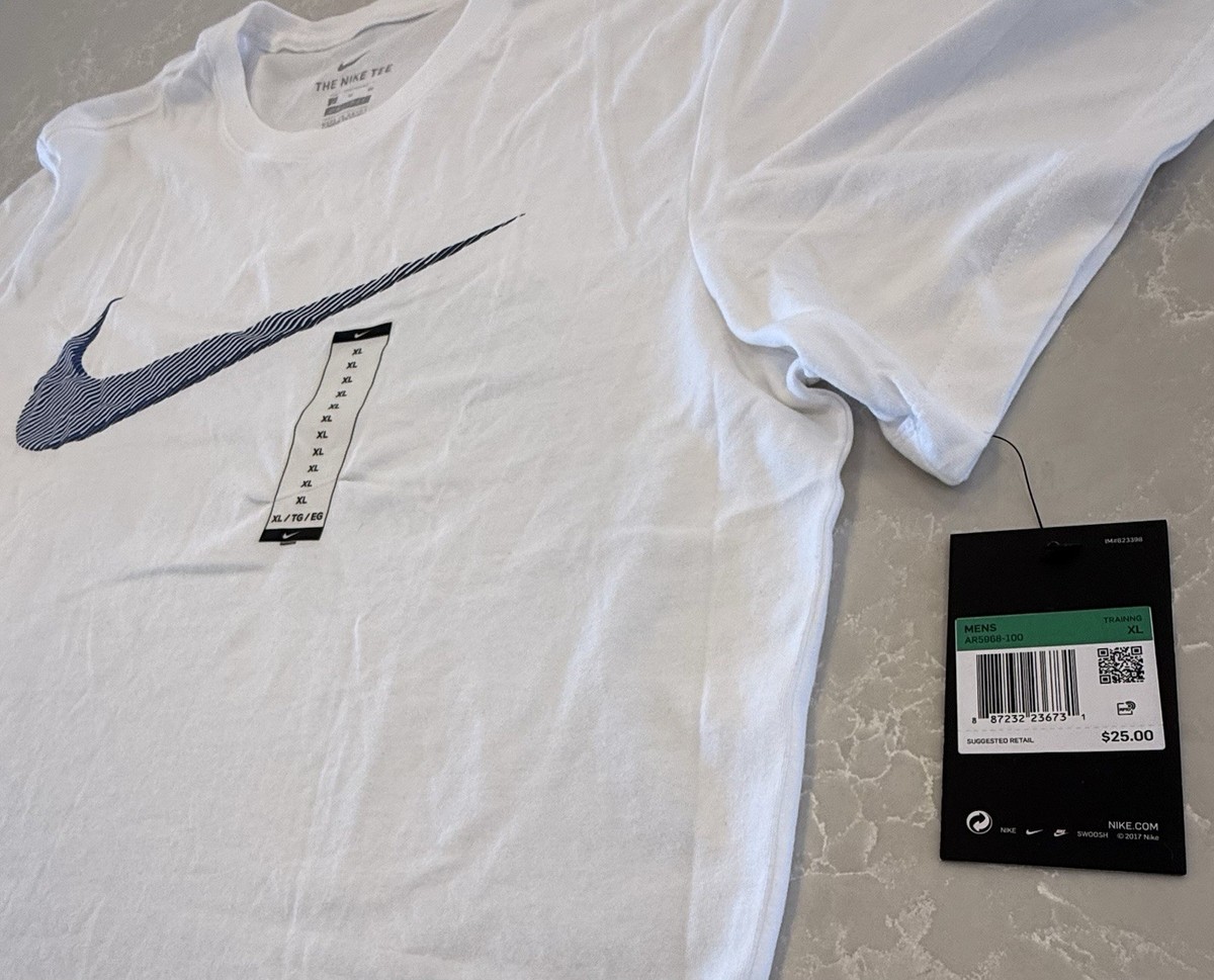 Nike Mens Dri-Fit Training T-Shirt ~ White & Grey ~ Choose Size S