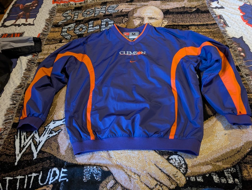 Y2K Nike Clemson Center Swoosh Tigers Windbreaker Pullover Size Medium Purple M - Image 2 of 4