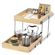 Wood Pull Out Cabinet Organizer 2 Tie 14" W x 21" D, Heavy 2 tie 14 21 in 2 tie