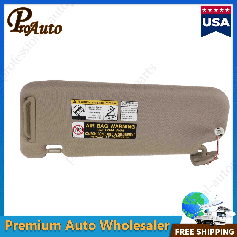 Parasol de coche beige con luz y espejo lateral derecho para Hyundai Sonata 2006-2008 Foto 4 de 4