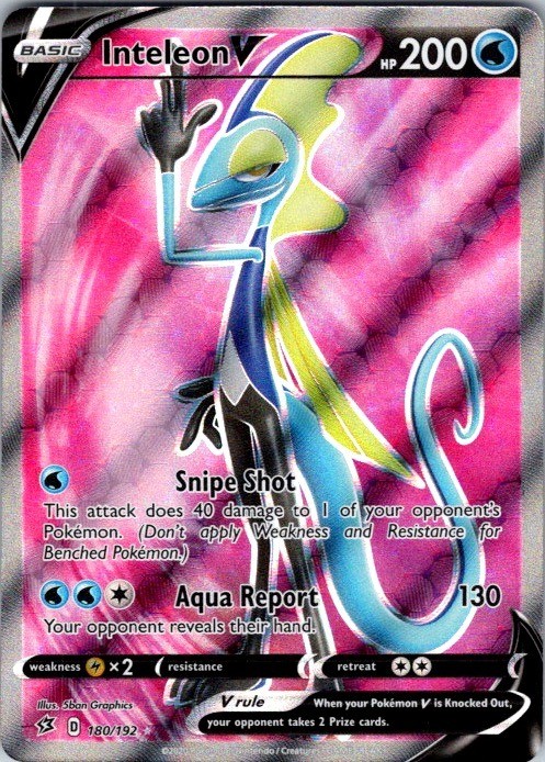 Inteleon V 180/192 Ultra Rare Rebel Clash Pokemon Near Mint