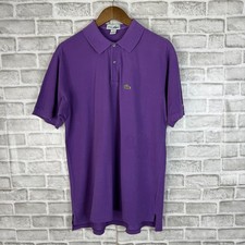Vintage Izod Lacoste Chemise Purple Polo Shirt Mens Large USA Made Pique STAINED
