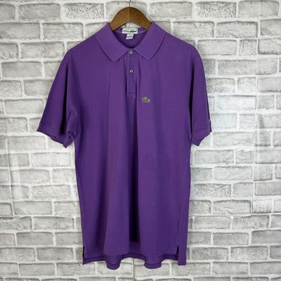 Vintage Izod Lacoste Chemise Purple Polo Shirt Mens Large USA Made Pique STAINED