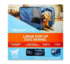 Vibrant Life Large Pop-Up Soft-Sided Collapsible Dog Kennel, Up To 70 Lbs. NIUB 
