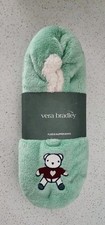VERA BRADLEY Green Soft Fleece Slippers Sock Toasty Teddies   size 7-8 sz M New