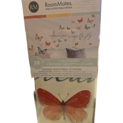 ROOM MATES PEEL & STICK WALL DECALS 28 SPREAD YOUR WINGS & FLY / BUTTERFLIES 