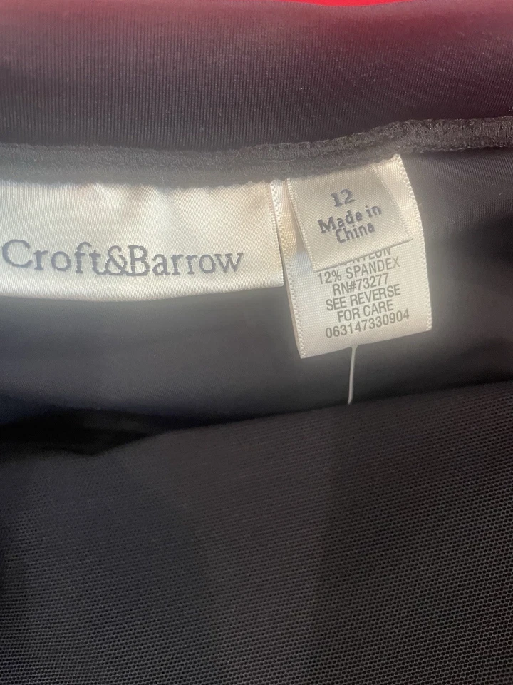 New Croft & Barrow Womens Size 12 Black Swim Skort Bottom Swimsuit Nylon Stretch - Image 4 of 4